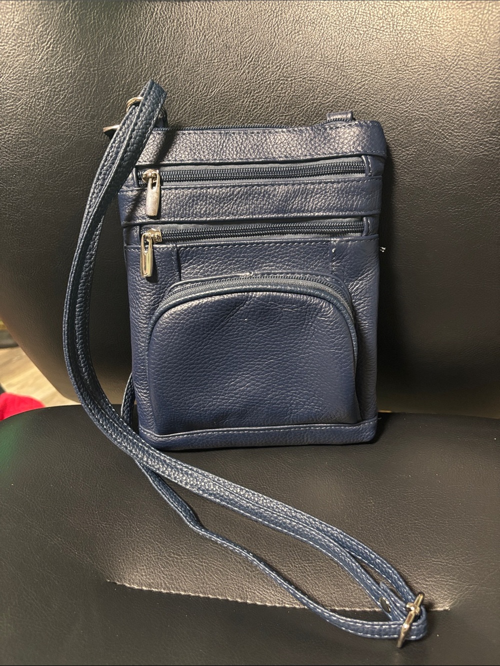 Elegant Genuine Lambskin Leather Multi-Pocket Crossbody Organizer Bag